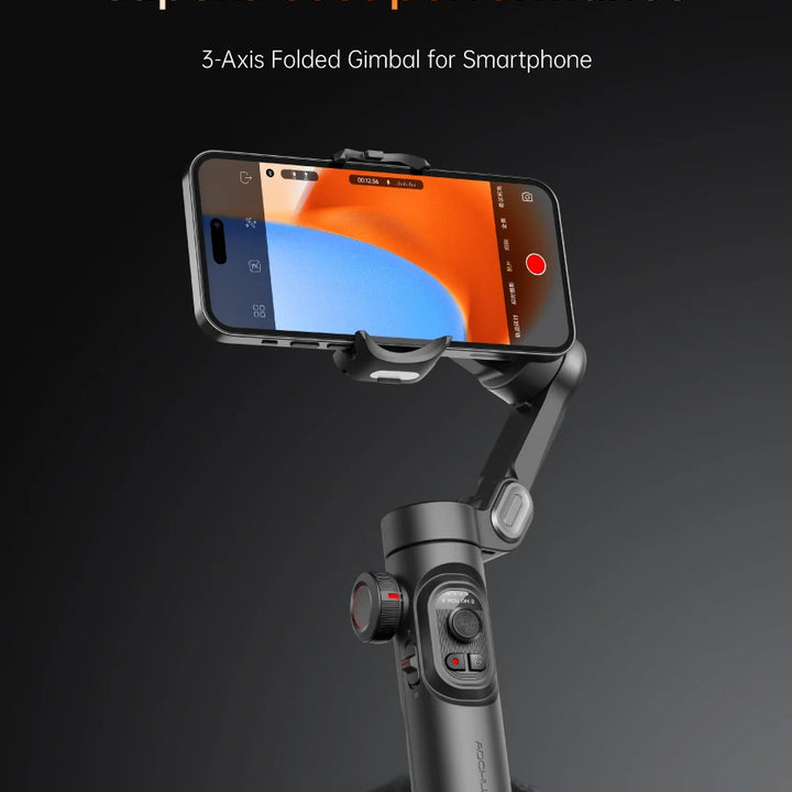 AOCHUAN 3-Axis Handheld Gimbal Stabilizer for Smartphone with Fill Light for iPhone Android Face Tracking Tiktok Vlog Smart XE